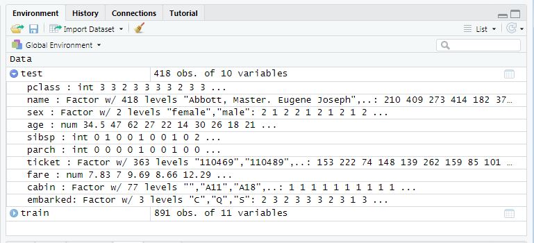 RStudio Environemnt Tab in WorkSpace Pane